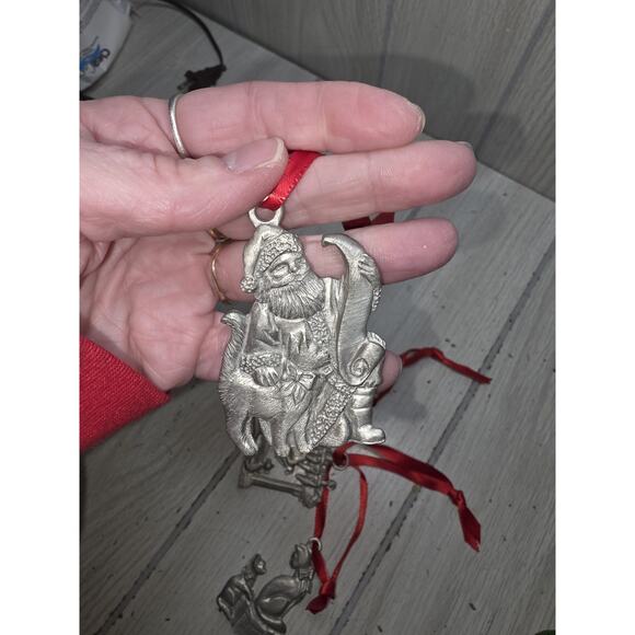 Vtg Lindsay Claire Pewter Cat Kitten Christmas Ornaments Set Of 4 Holiday - Picture 6 of 11